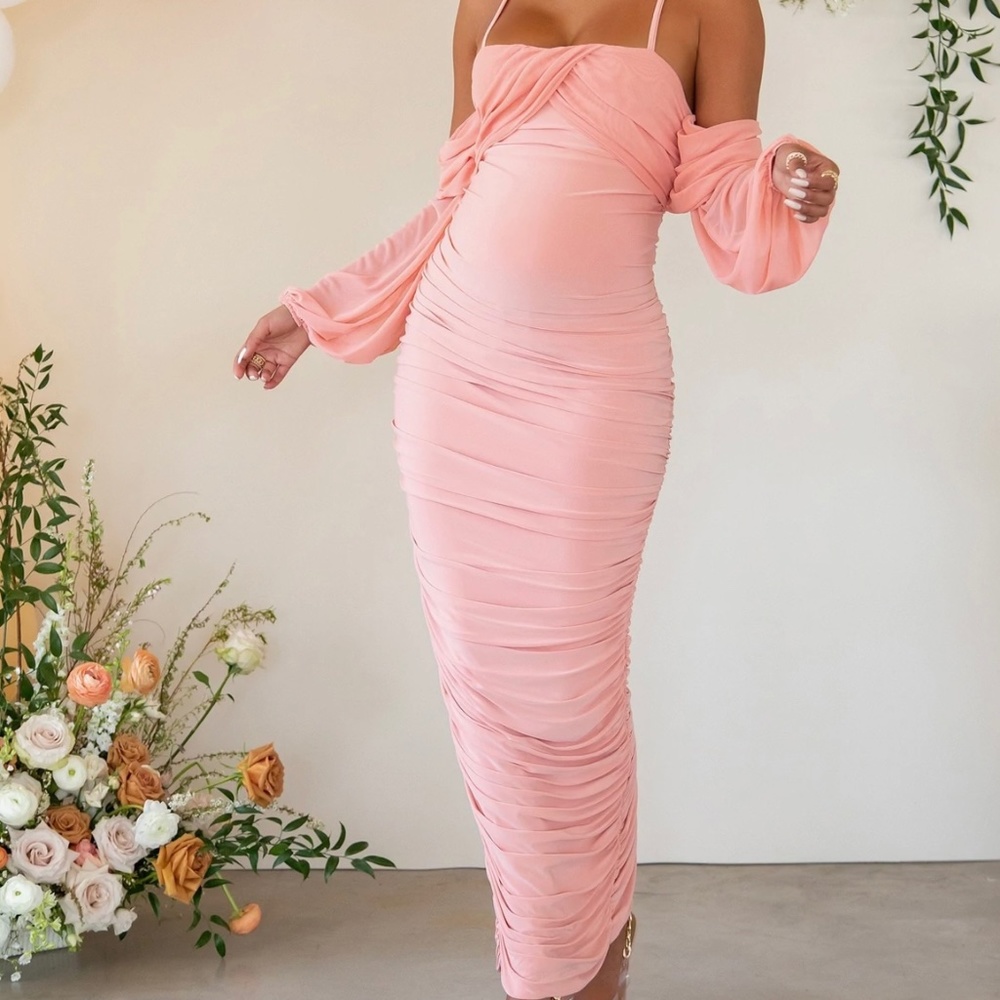 Pink baby shower maternity dress